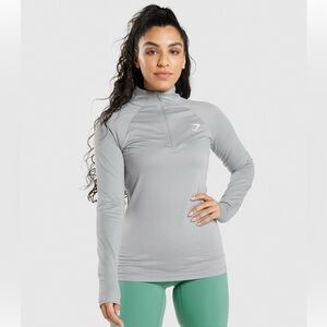 Gymshark Light Gray 1/4 Quarter-Zip Training Long-Sleeve Women’s Size Small Top